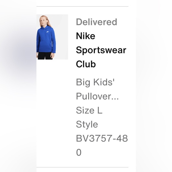 NWT Nike Big Kids’ (Boys’) Sportswear Club Pullover Hoodie Game Blue/White Large - Picture 3 of 9